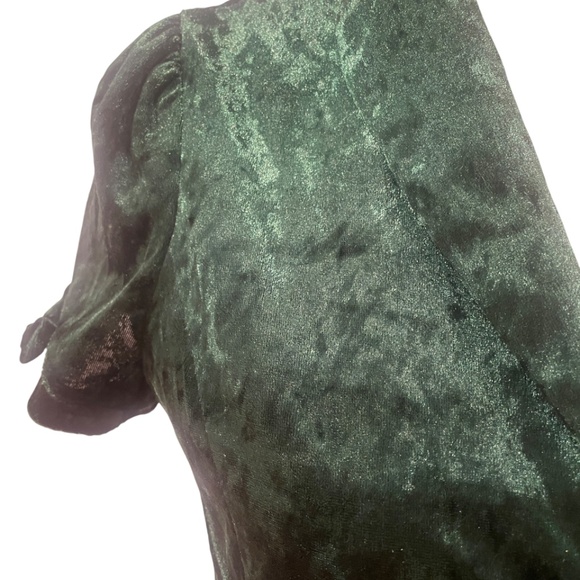 Emerald green crushed velvet cropped bolero blazer bow detail M - Picture 3 of 4